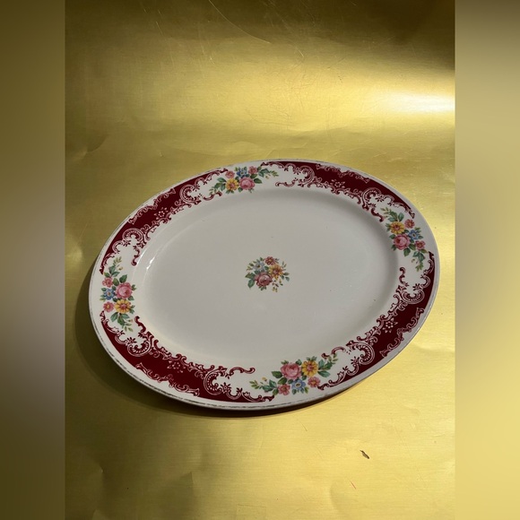 Other - Homer Laughlin Brittany 13 1/2 Inch Platter Maroon Floral RARE